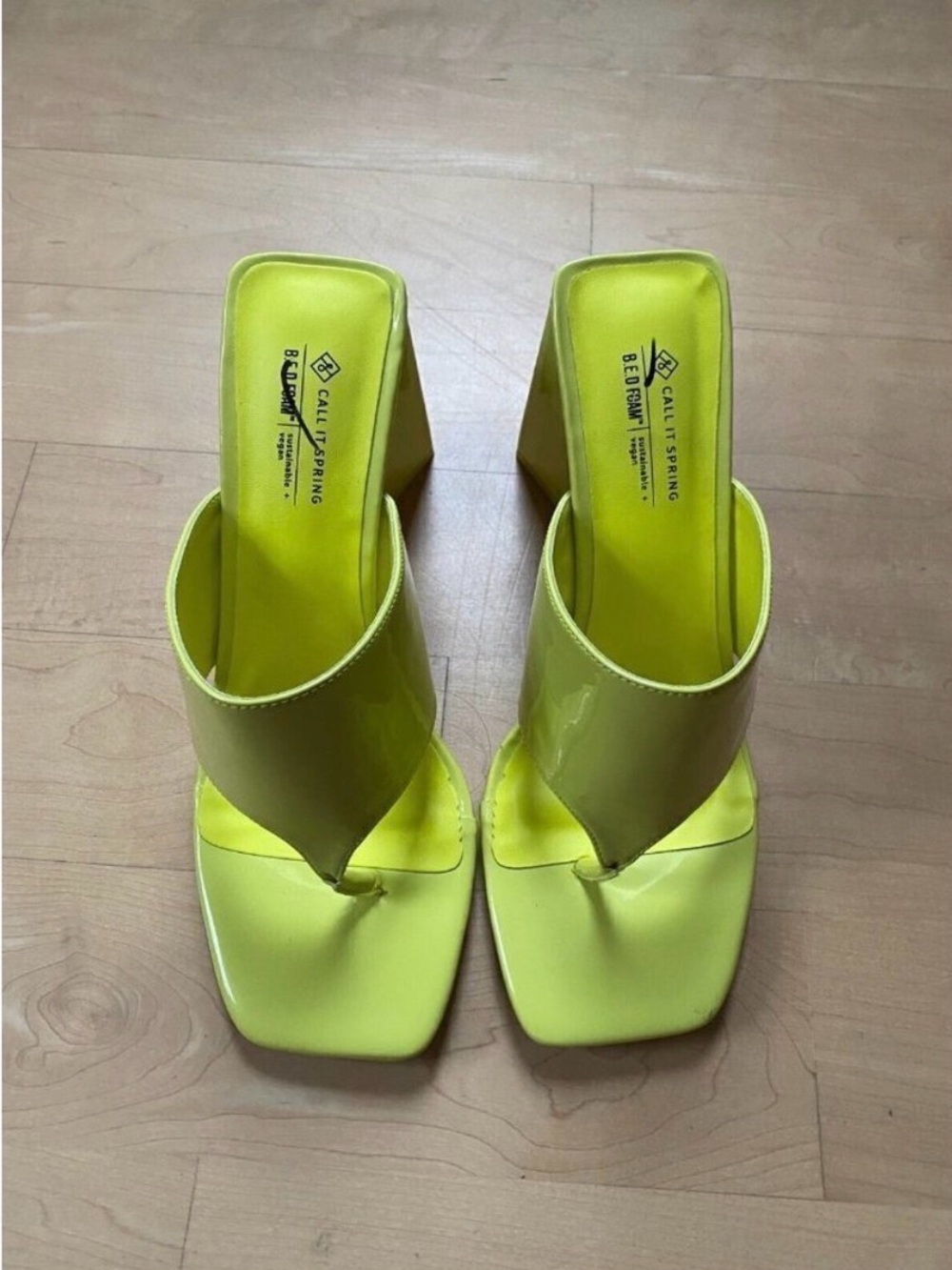 CALL it Spring "Sorayaa" Thong Sandals BNWT heels women NEW yellow - Picture 2 of 7